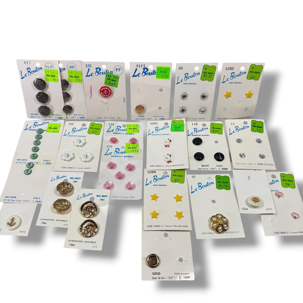 Vintage Le Bouton Sewing Buttons Lot of 58 Novelty Stars Ducks Pearl Floral